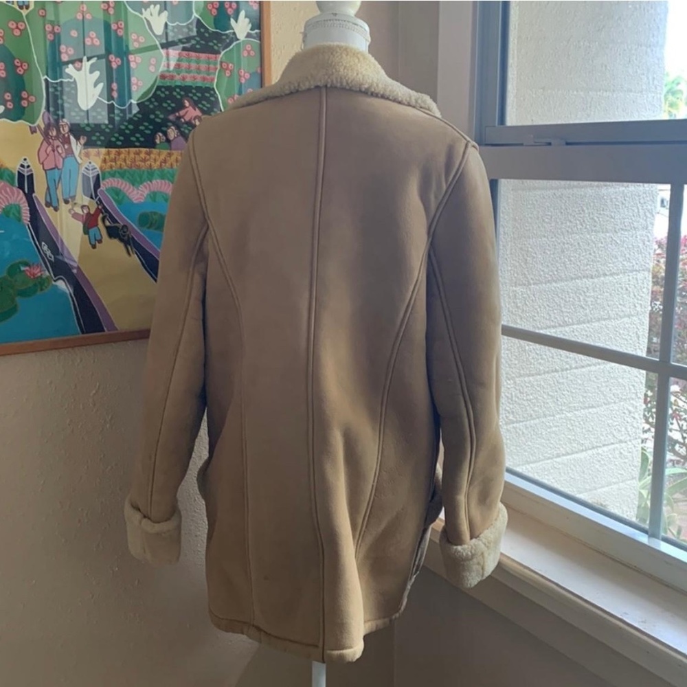 VINTAGE KISTLER SHEEPSKIN SHEARLING COAT JACKET TAN SUEDE 70S WOMENS L - Picture 13 of 13